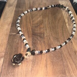 Smoky Rose Necklace(Black Obsidian, Clear Quartz, Blue/Mahogany Tiger’s Eye)